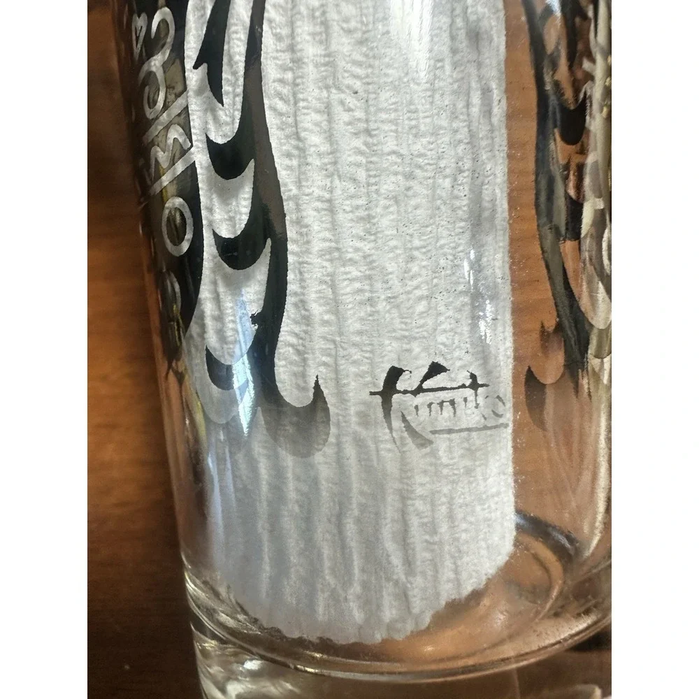 Vintage Kimiko Knight Highball Glass 4 Tumbler‎ Set w/ Caddy Knight Barware MCM